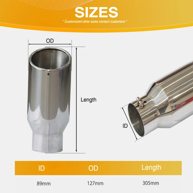 طرف عادم عالمي من الفولاذ المقاوم للصدأ بطول 12 بو...