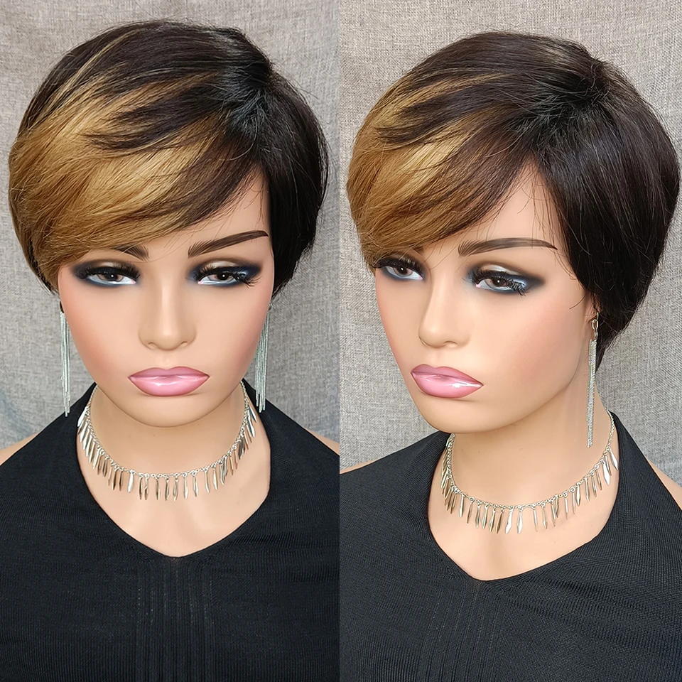 Honey Blonde Ombre Bob Wig with Bangs
