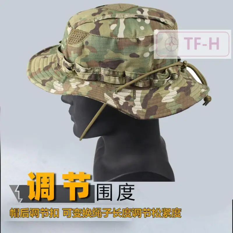 Cappello da Sole a Tesa Larga, Cappello a Secchiello per Pesca, Escursionismo, Arrampicata, Estivo, da Esterno, Regolabile, Tattico, Mimetico, Boonie Cap, Caccia, Protezione Solare - immagine 4