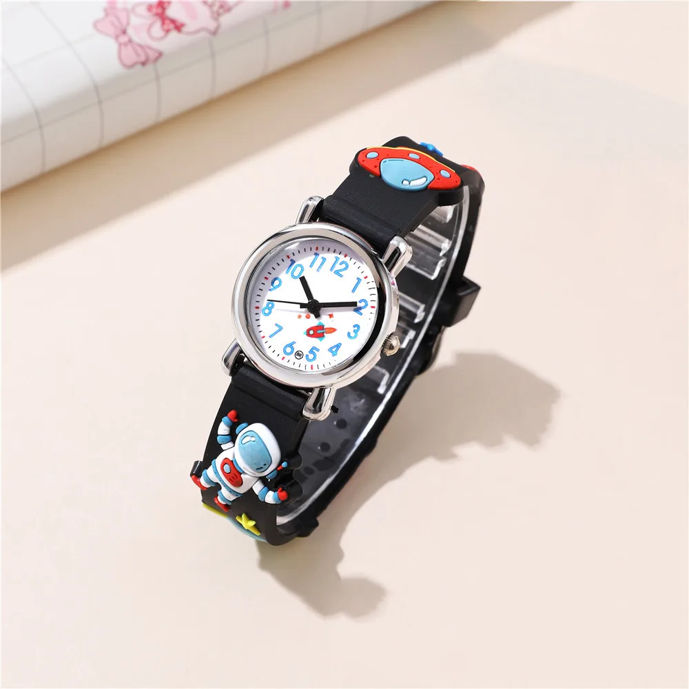 New Kids fashion Watches Astronaut Pattern Series Children's wristwatch Color Plastic tape Boy Girl Student Gift Watch