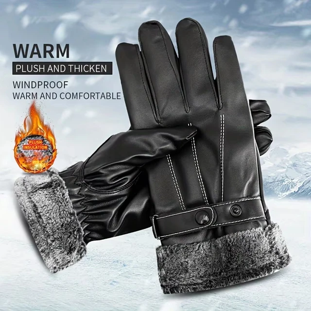 Winter Glove Windproof Warm Leather Glove Waterproof Touchscreen Anti Slip Cashmere Lining Cycling Running Ski Full Finger Glove
