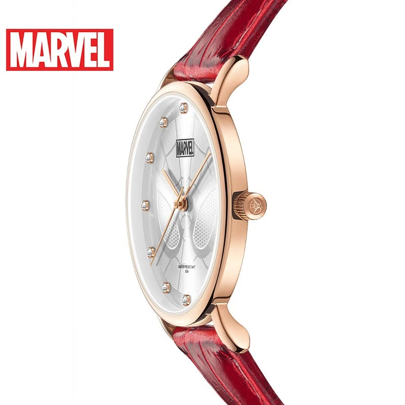 Disney Gift With Box Original Marvel Avengers Spider Man Luxury Women Quartz Watch Rhinstone Thin Case Relogio Masculino