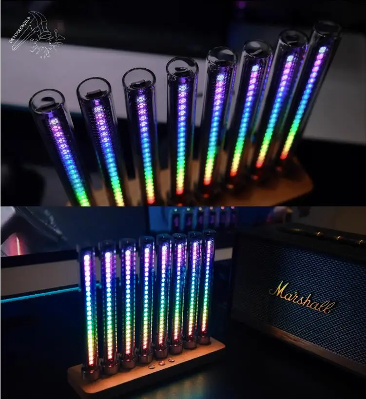 

GHXAMP Audio light LED Music Spectrum Cyberpunk Glow Tube boyfriend gift Computer Desktop Atmosphere 8 light pillars AGC 240MHZ