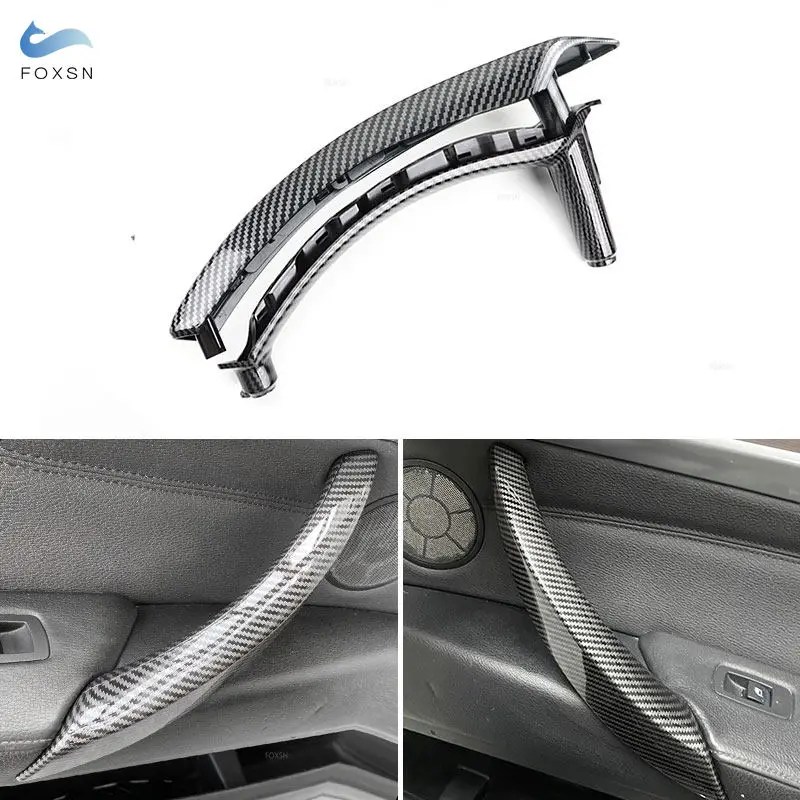 Ручка панели внутренней двери автомобиля, направляющие, отделка крышки для BMW X5 X6 E70 E71 E72 2008 2009 2010 2011-2013, ABS Текстура углерода Ручка панели внутренней двери автомобиля, направляющие, отделка крышки для BMW X5 X6 E70 E71 E72 2008 2009 2010 2011-2013, ABS Текстура углерода