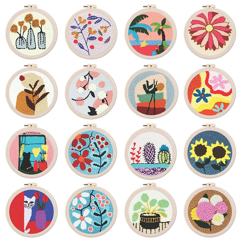 Gatyztory Punch Needle Frame Flowers Magic Needle Punch Needle Plant Punch Needle Kit Completo Home Decor Regali Fai Da Te