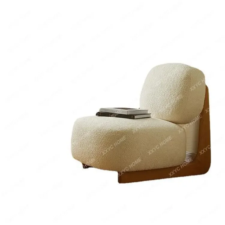 

Qiji Lounge Sofa Chair Solid Wood Alpaca Fleece/Fiber Living Room Single Armchair Bedroom Floor Chair