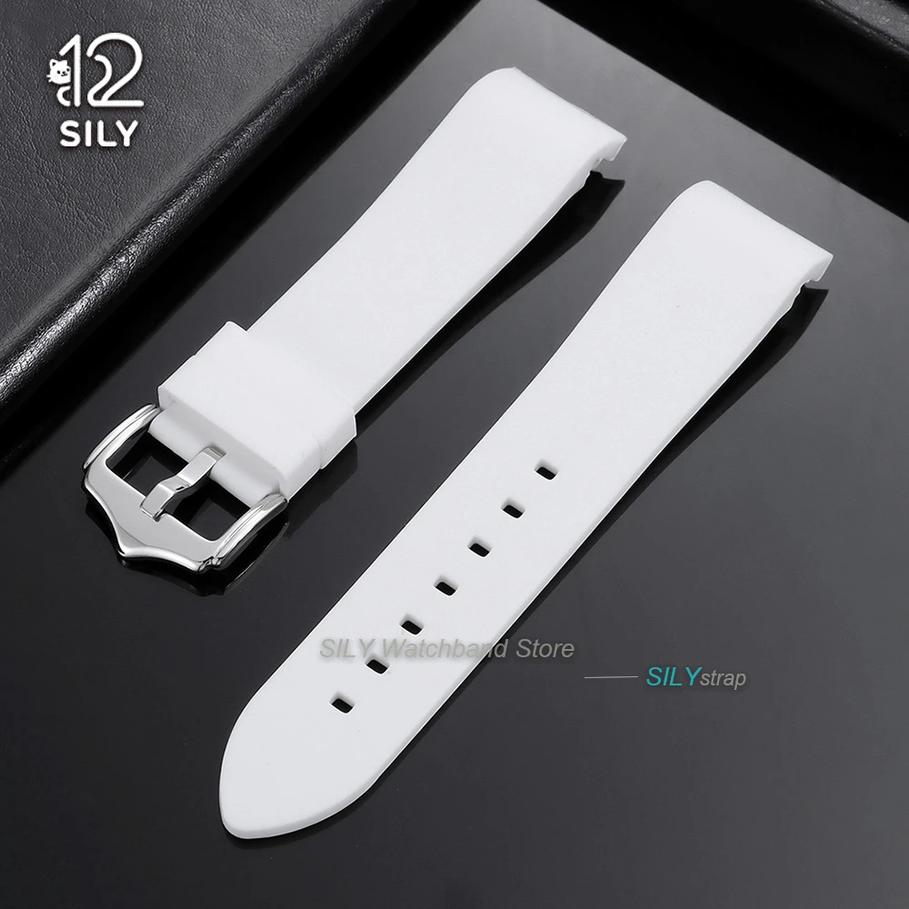 Curved End Silicone Sport Watch Band - Soft, Waterproof Replacement Wrist Strap