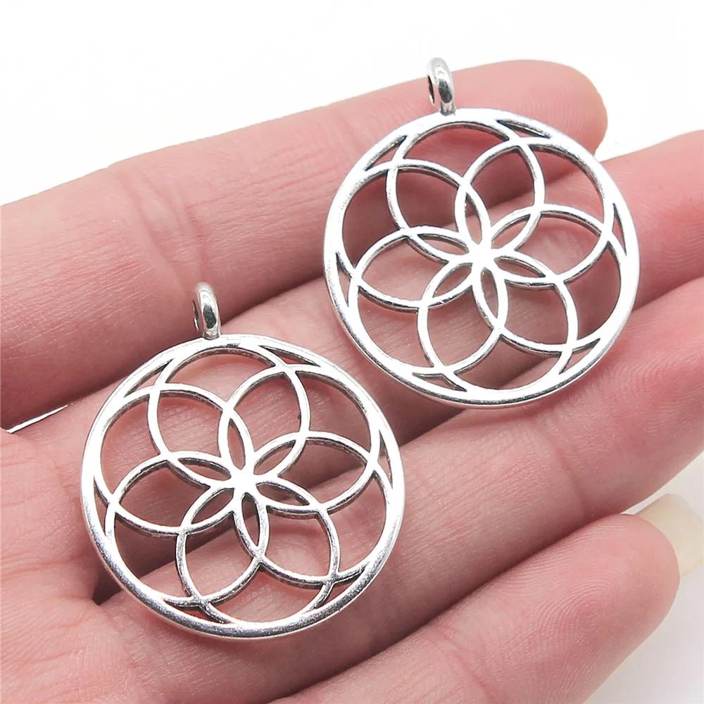 

Подвески в виде цветка жизни из античного серебра, 5 шт., 30 х35 мм, фурнитура для изготовления ювелирных изделий «сделай сам»