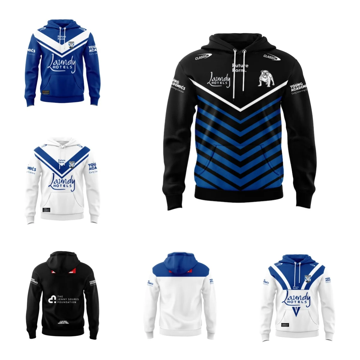 Man Hoodie Bulldogs Home/Away Football Jersey (name and number )