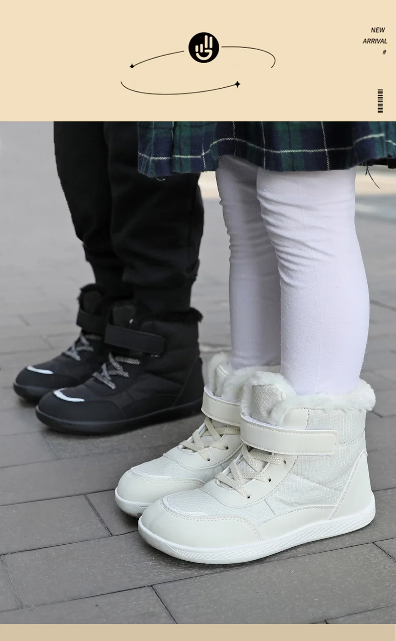 2024 Winter Children Plush Waterproof Fabric Non-Slip Boys Girls Shoes Rubber Sole Snow Fashion Warm Outdoor Boots_voghion.com