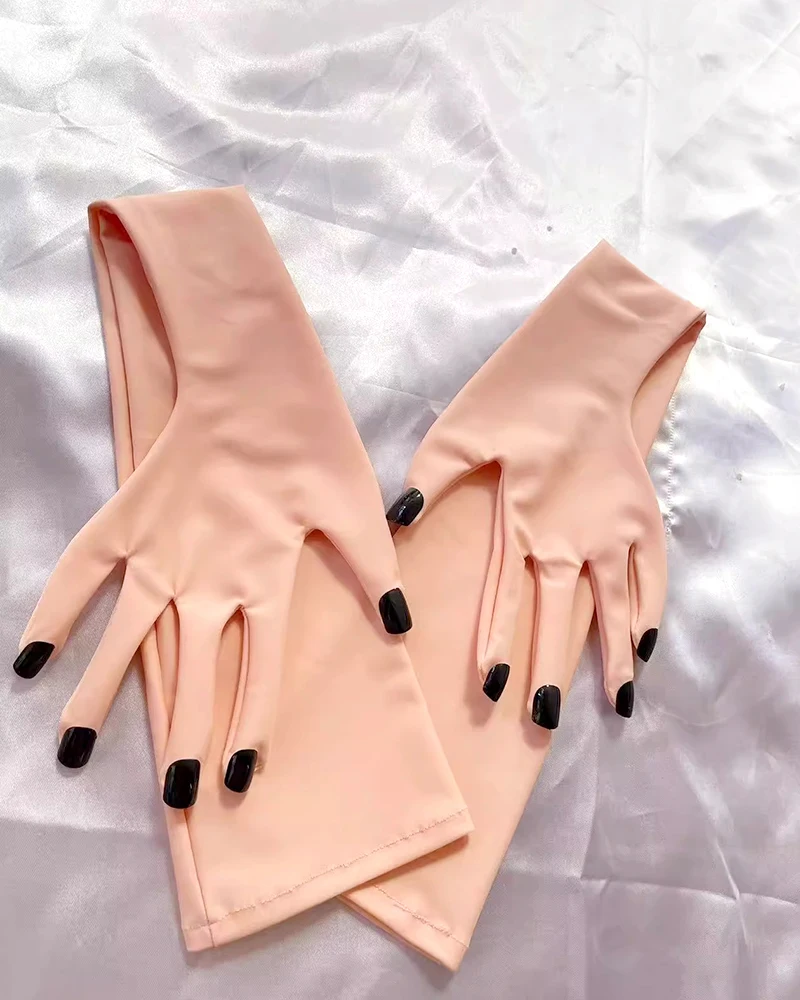 Fursuit kigurumi Pink Flesh Spandex Zentai Nail Gloves Men's /Women Cosplay Kigurumi Long Gloves With Nails cosplay Accessories