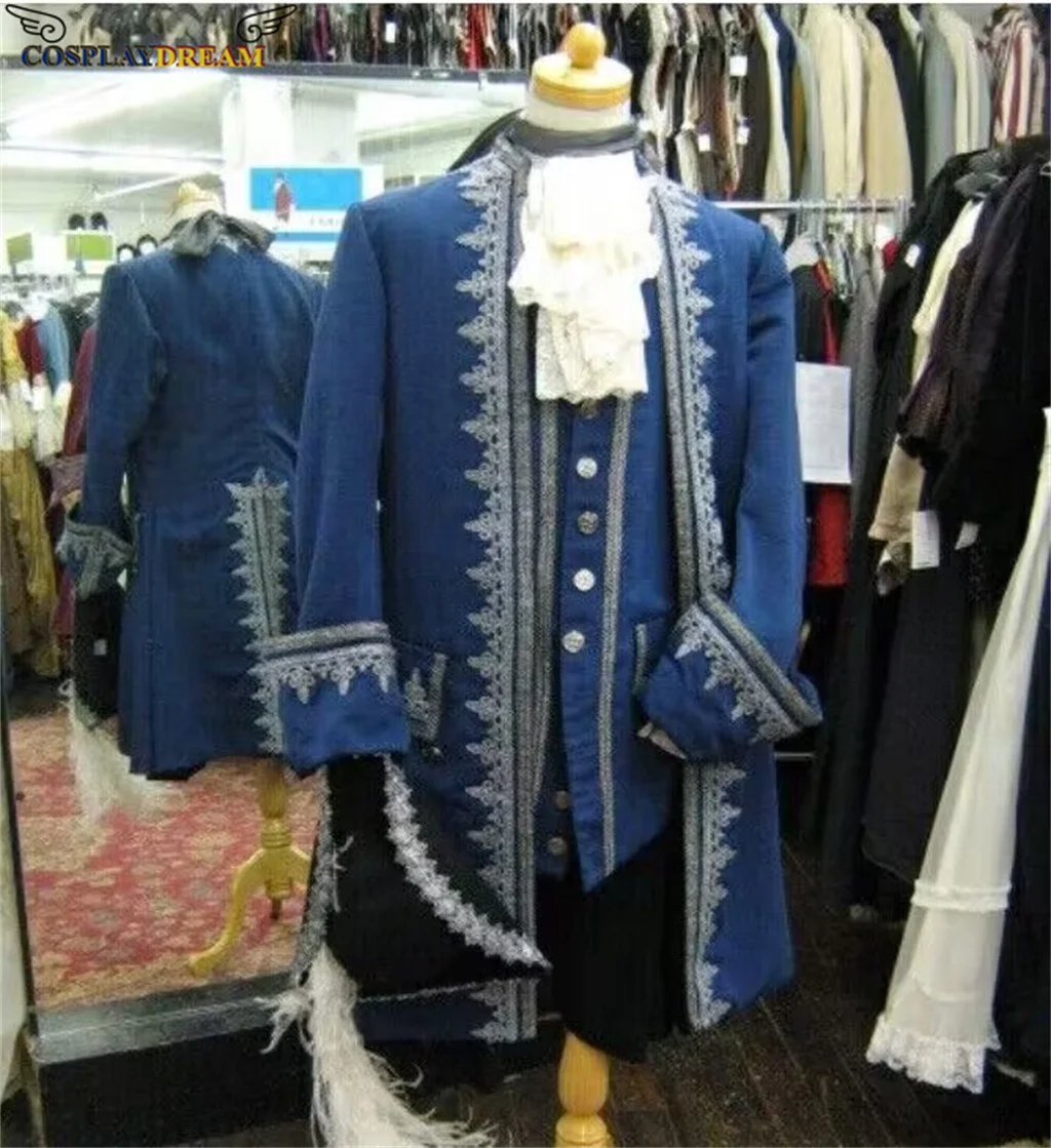 Historical 18th Century Mens Royal Military Blue Uniform Costume