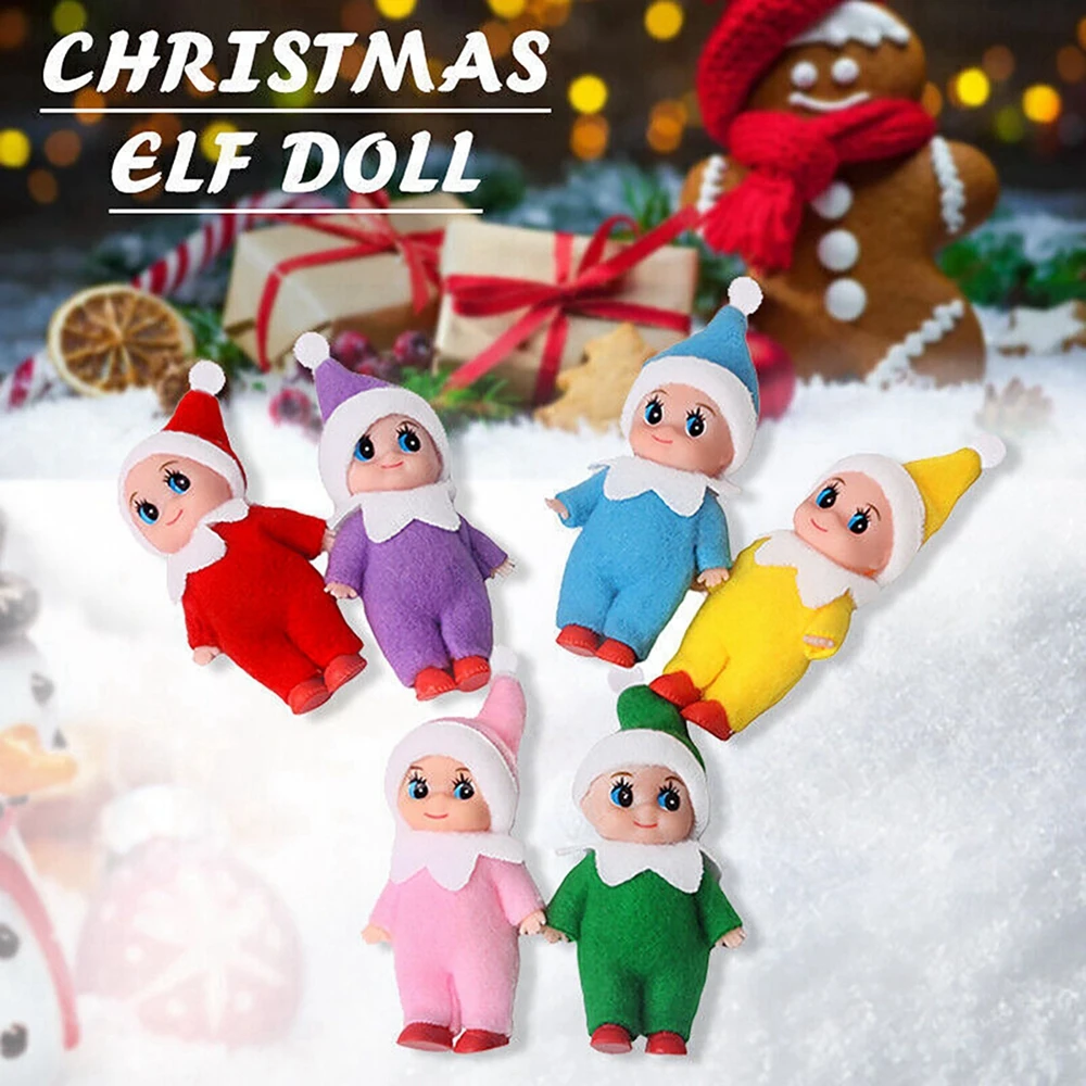 Christmas Decoration Baby Elf Doll 8cm Mini Figurines Cute Standing Ornament for Home Decor Tabletop Shelf Store Display Windows