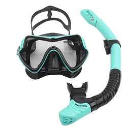 Professional Unisex Snorkeling and Diving Set with Mask and Tube (Black Green)