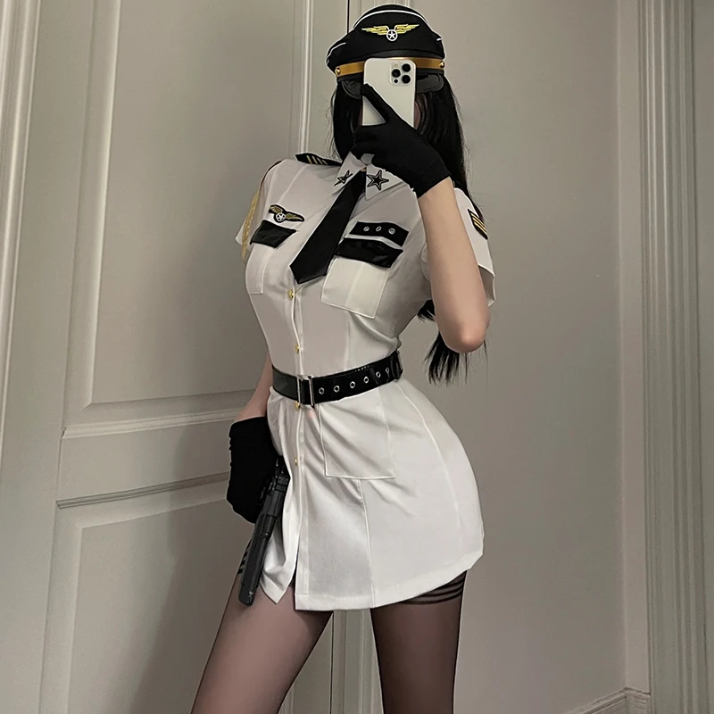 Sexy Women\'s Police Officer Uniform Halloween Carnival Fancy Party Dress Cosplay Costume Exquisite Lingerie Set Fashion Clubwear