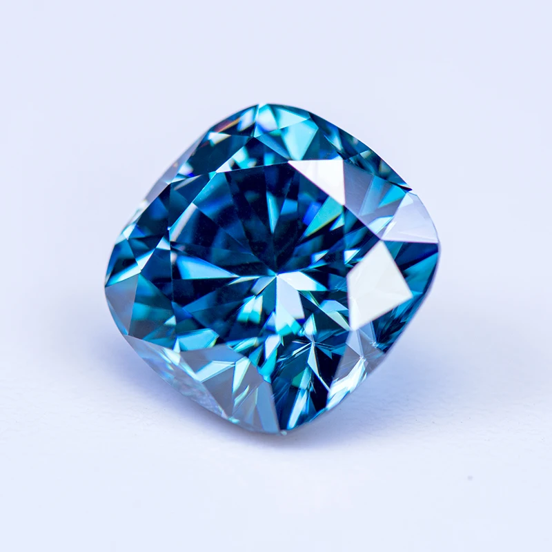 Moissanite Square Cushion Cut Sapphire Blue Color VVS1 for Beads Charms DIY Jewelry Making Rings Materials with GRA Certificate
