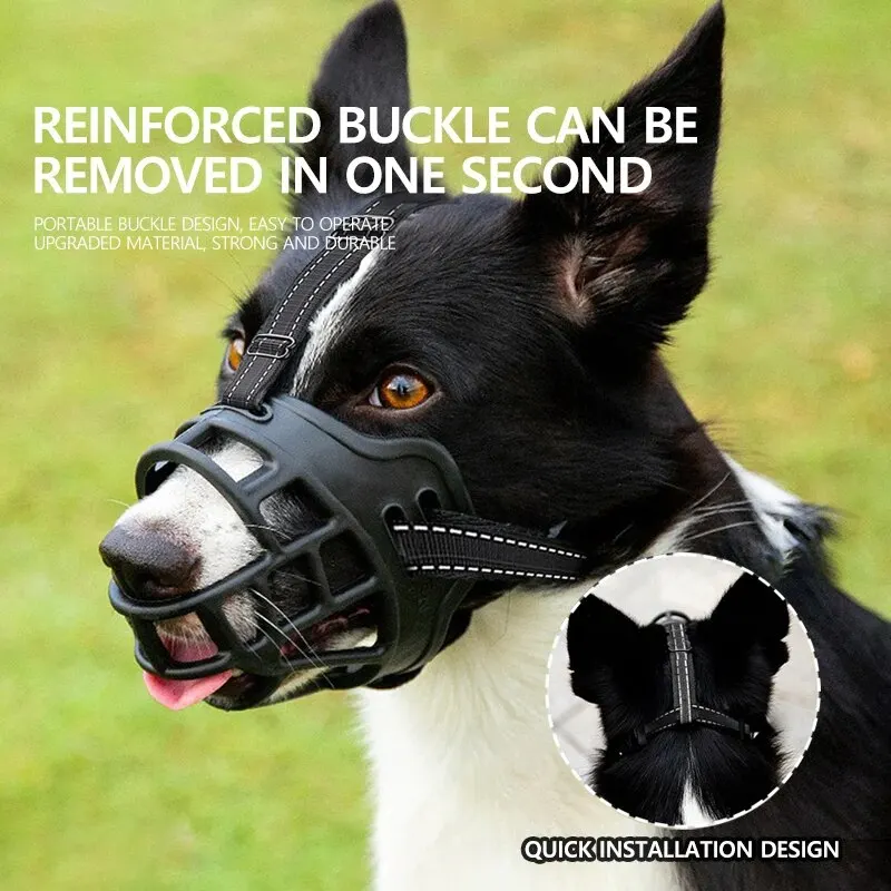 Dog Muzzle Adjustable Dog Muzzle Soft Silicone Breathable Strong Basket Small Medium Large X-Large Dogs Stop Biting Barking Chewing