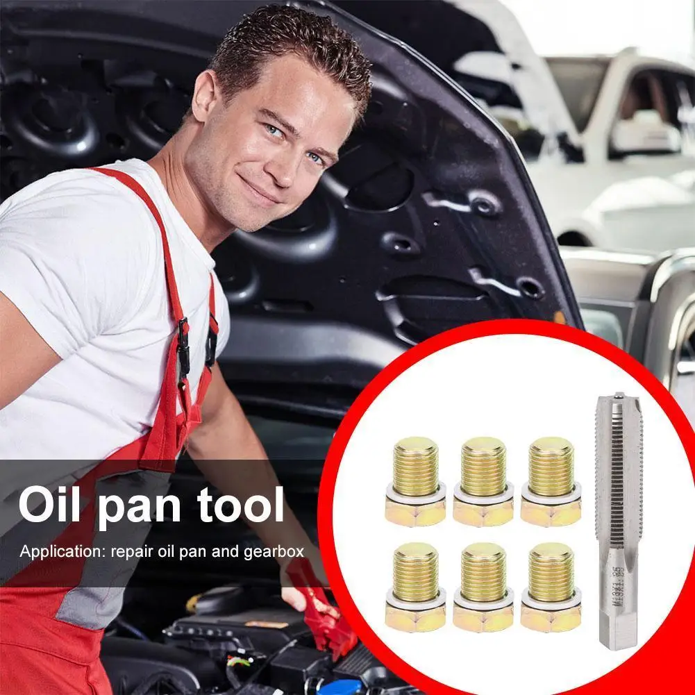 Car Repair Combination Suit M13x1.25 Iron Portable Oil Pan Drain Sump Plug Key Oil Pan Thread Repair Tools Kit