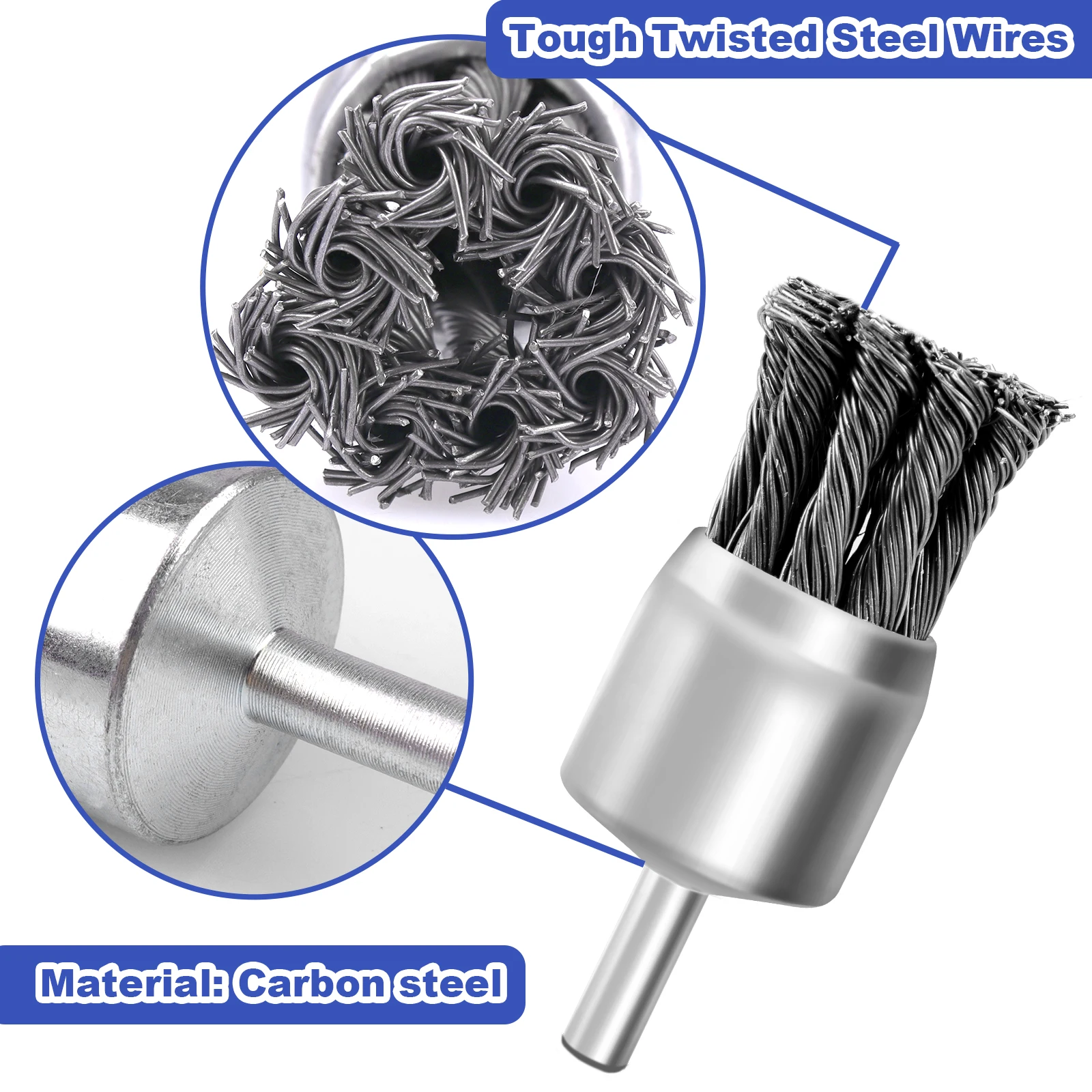 1PC 0.8" 1" 1.2" Knotted Wire Wheels Brush for Drill,1/4 Inch Arbor,Wire Brush for Rust,Corrosion,Paint Removal 2