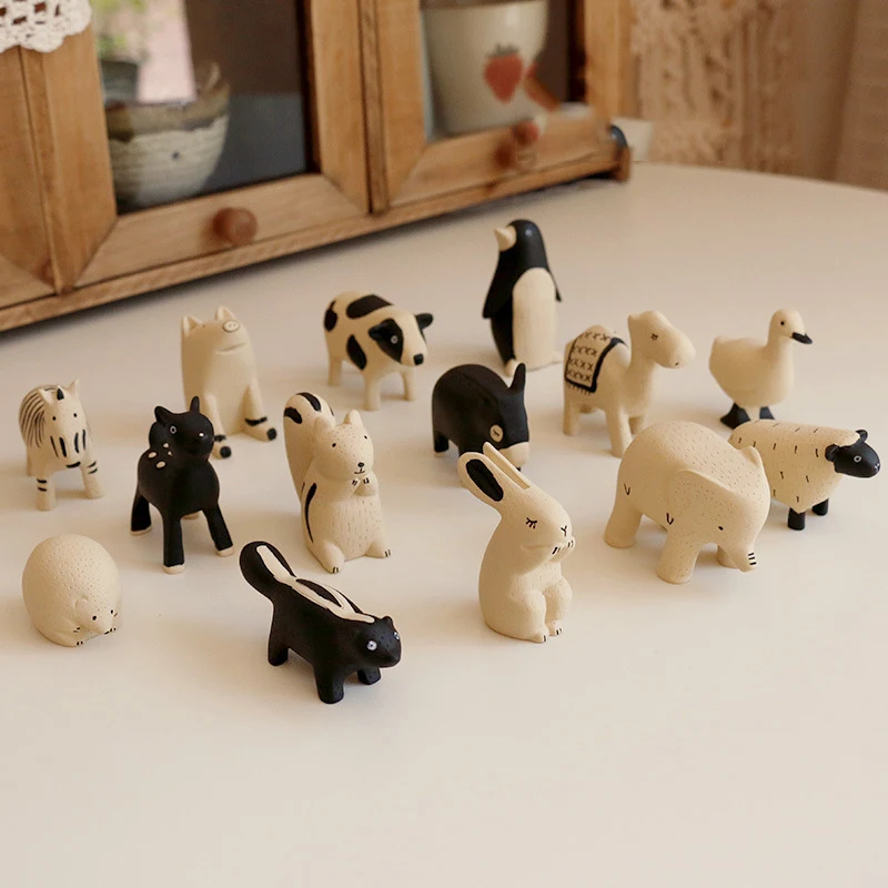 

23 Kinds Japanese Cute Imitation Animal Forest Hippopotamu Squirrel Zoological Park Craft Miniature Desktop Bonsai Model Decorat