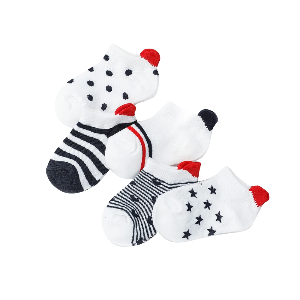 5Pairs/lot 0-12Y Cute Lovely Short Baby Socks Children Sock Red Heart Girls Cotton Mesh Cute Newborn Boy Toddler White Sock 6