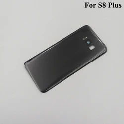 Enhanced Glass Back Battery Cover with Camera Lens Frame - Rear Housing Case Replacement Parts (S8Plus Black)