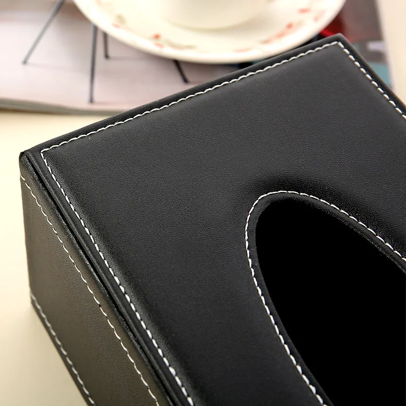 High-Quality Leather Paper Drawer, Living Room, Household Tissue Box, Creative PU Napkin Paper Box, Car Mounted Tissue Paper Box 4