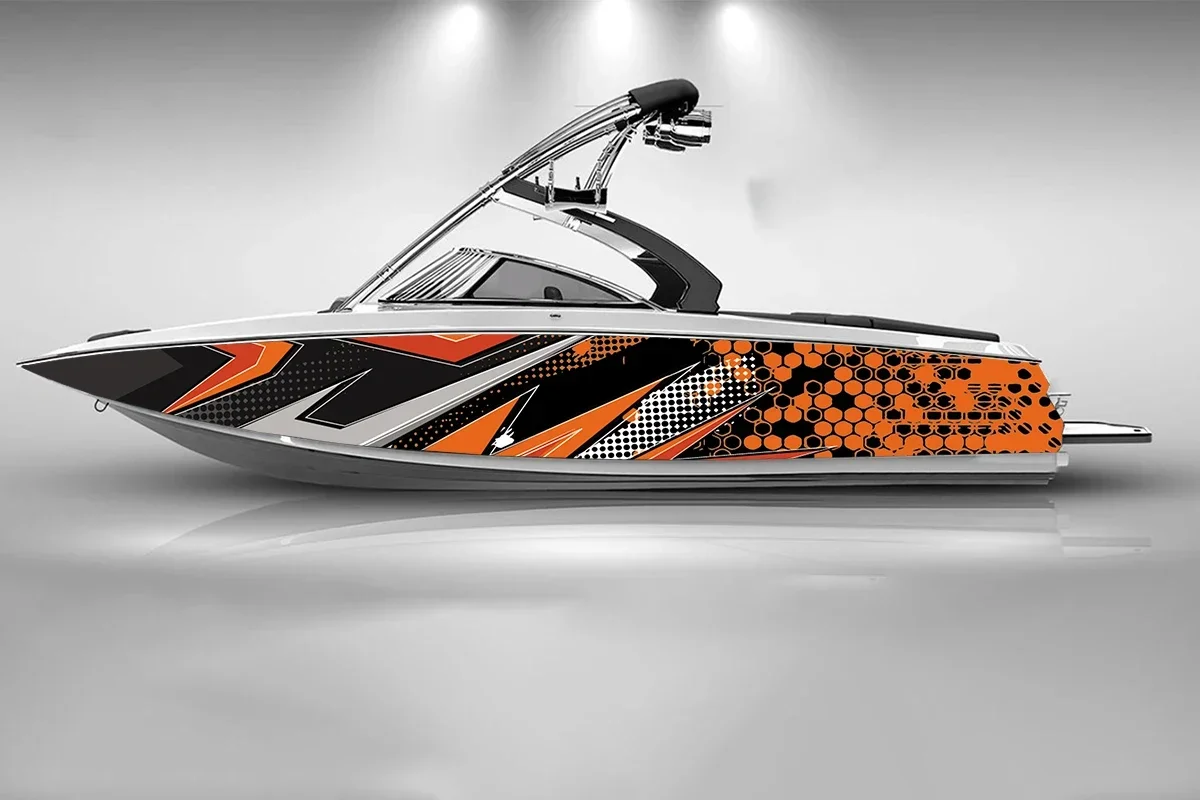 스트라이프 불규칙 디자인 보트 스티커, 패션 커스텀 어선 스티커, 비닐 방수 보트 랩, 그래픽 보트 랩 데칼