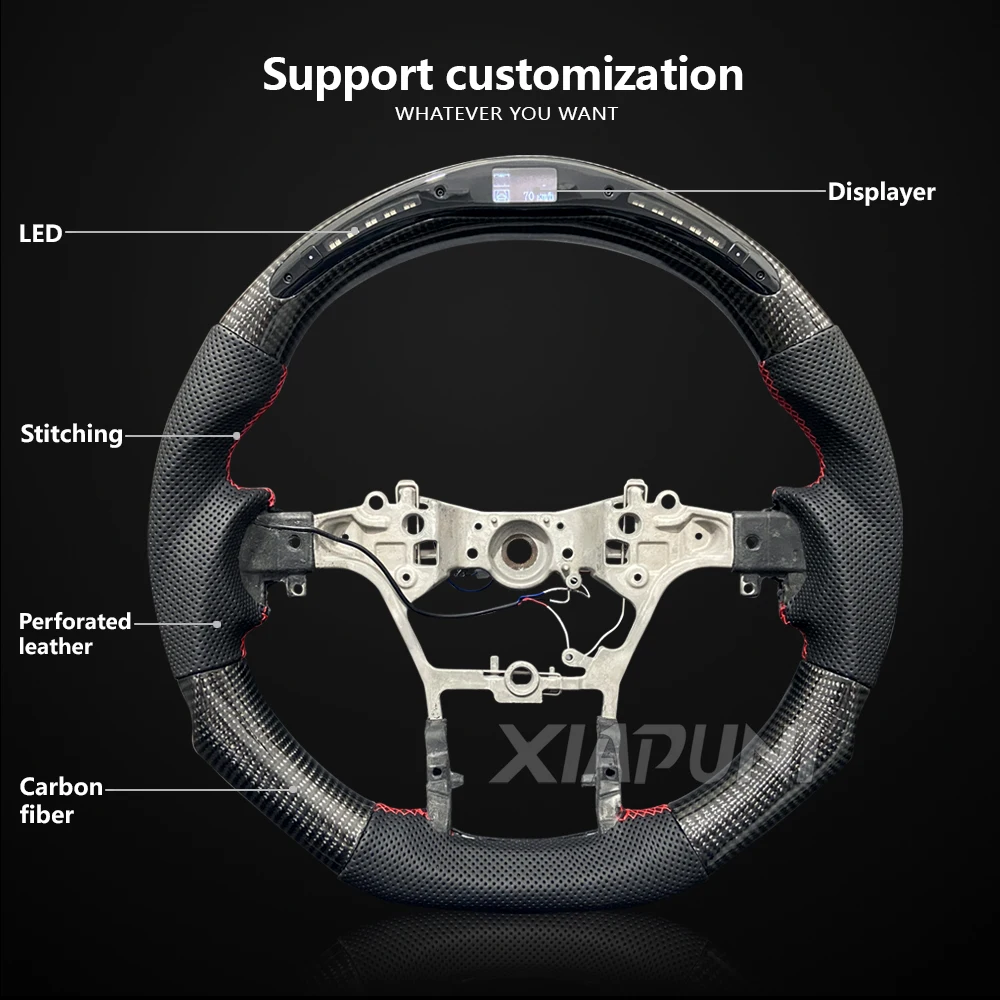 Toyota Camry Carolla Levin Wildlander RAV4 Avalon 2018-2020 Racing Wheel 용 맞춤형 LED 탄소 섬유 핸들