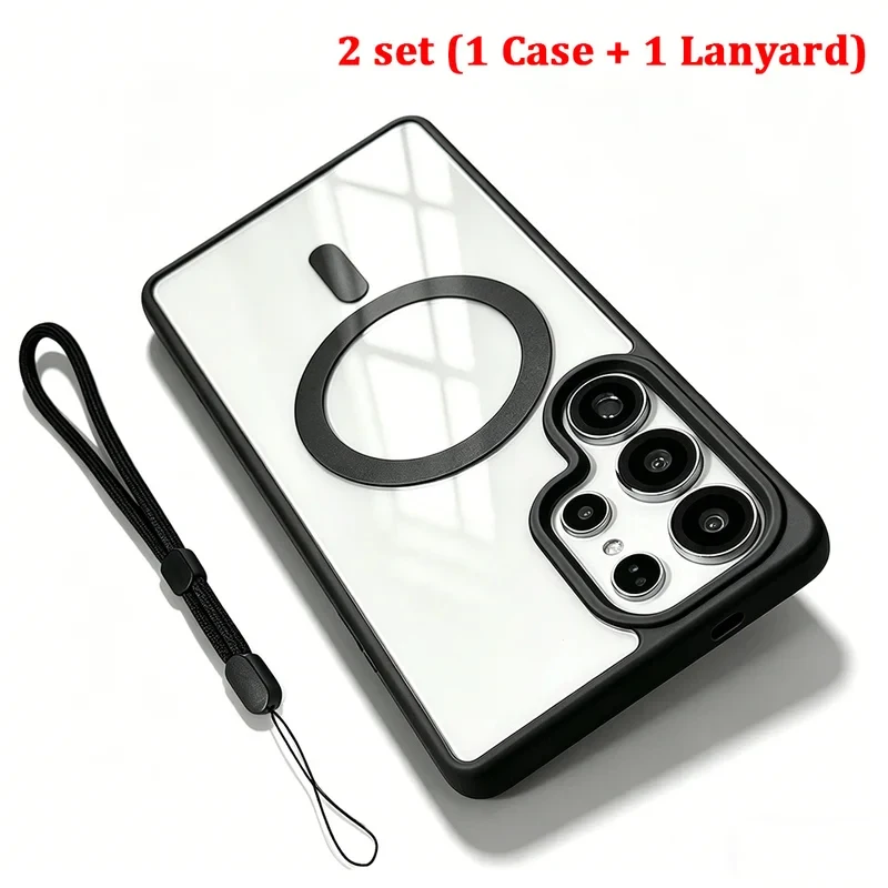 Sleek Transparent Acrylic Magnetic Phone Case with Hand Rope Cover