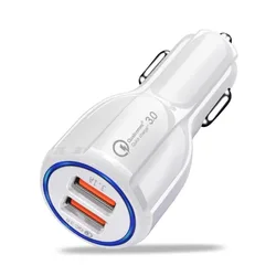 Dual USB 18W Fast Charging Car Charger Adapter (WHITE)