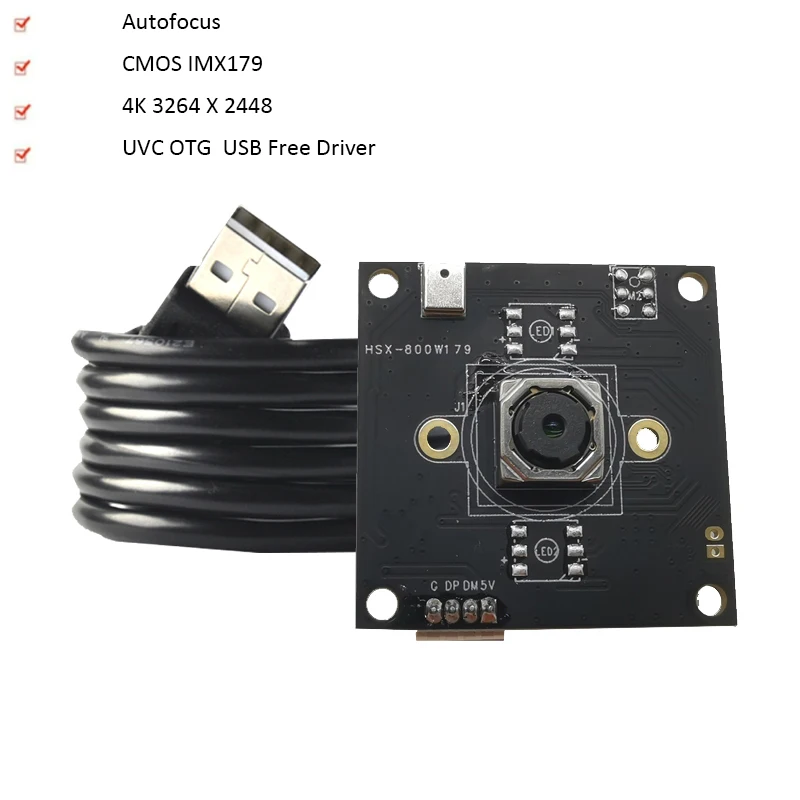 

3264 X 2448 4K 8MP HD Autofocus USB Camera Module IMX179 Sensor UVC OTG Webcam Board For Windows Android