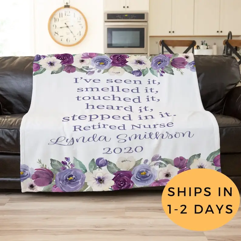 

Nurse Blanket, Personalized Retirement Gift, Retirement Blanket, Personalized Blanket Throw, Adult Minky Blanket, Retirement Gif