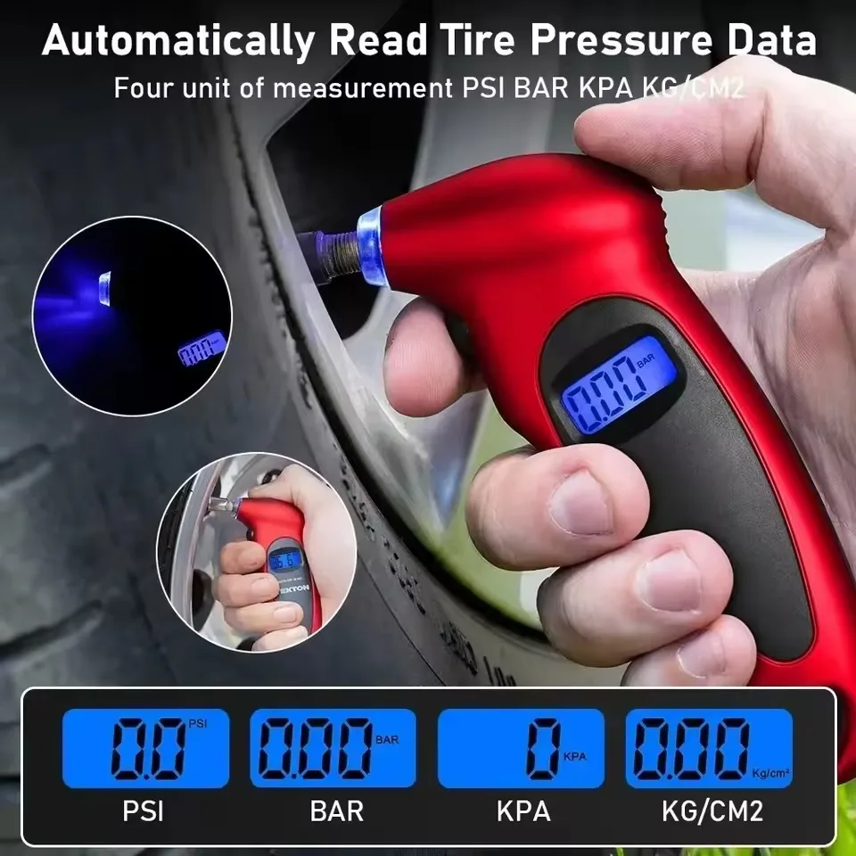 Digital Tire Pressure Gauge with Backlight for Car Maintenance