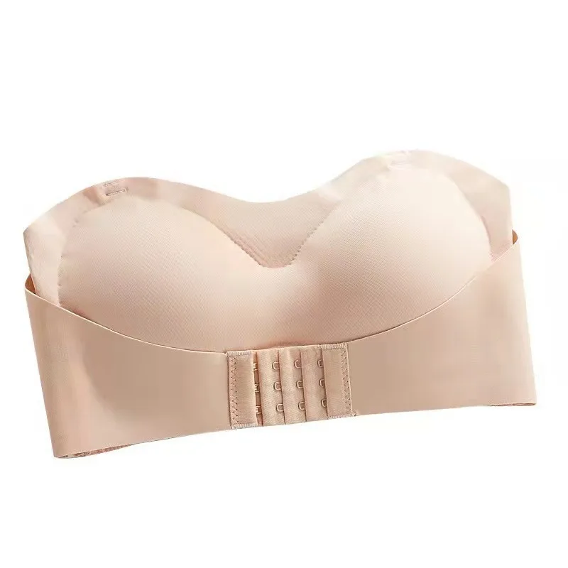 Sexy Strapless Bra Plus Size Ice Silk Push Up Bra Tops Girls Seamless Non Slip Underwear Invisible Bra Female Bralette