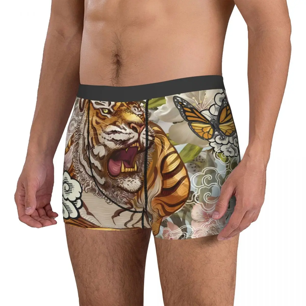 Tiger Flowers Butterfly Classic Boxer da uomo mutande altamente traspiranti  stampa pantaloncini Idea regalo