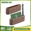 Wood Business Card Holder With Pen Slot Desktop Business Card Display Stand Memo Holder Storage Box Card Organizer For Office 1