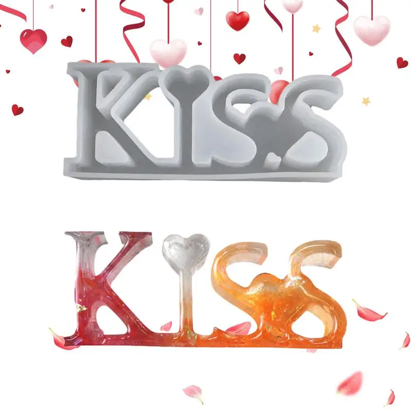 

Kiss Silicone Mold Kiss Word Sign Molds For Valentines DIY Valentines Molds For Art Jewelry Candle Wax Home Party Table