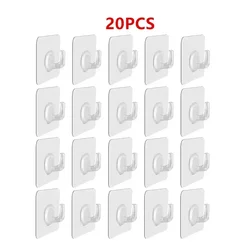 Transparent Self-Adhesive Heavy-Duty Hooks for Kitchen and Bathroom Organization (20PCS)