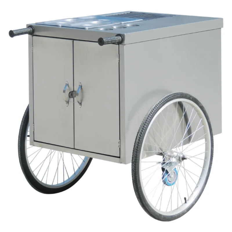 

Stainless Steel Hand Push Street Hot Dog Cart Snack Food Cart
