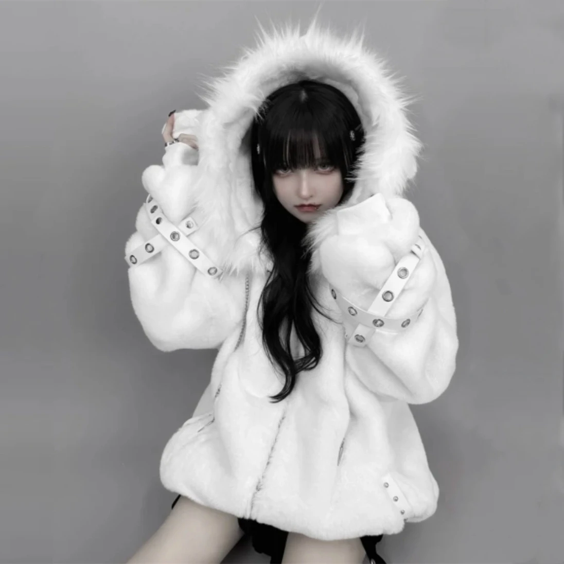 Women's Harajuku Plush Ear Fur Coat