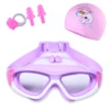 Children's Swimming Goggles Boys and Girls Anti-Fog Swimming Goggles Large Frame Goggles One-Piece Earplugs Nose Clip Swimming C 6