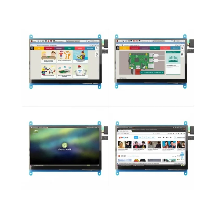 7인치 라즈베리 파이 4//+ 모니터 1024x600 IPS 5포인트 정전식 터치스크린 드라이브 무료 HDMI 디스플레이(Win10용)