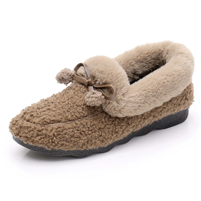 

2023 Winter New Casual Plush Plus Size Fashion Fur Women's Shoes Lightweight and Warm Snow Boots One Step Lazy Pea Shoes