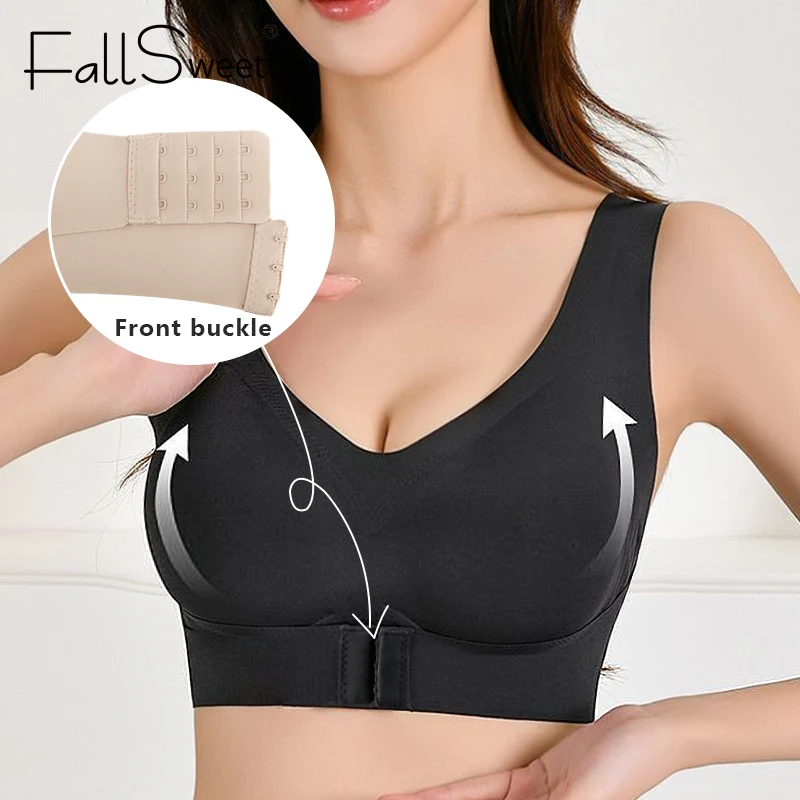 FallSweet 1/2PCS Women's Posture Correction Bras Seamless Wireless Push Up Bralette with Cross Back Support Female Lingerie 3