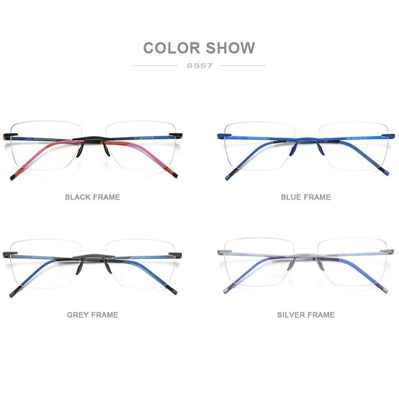 FONEX Pure Titanium Glasses Frame Men Brand Design Rimless Square