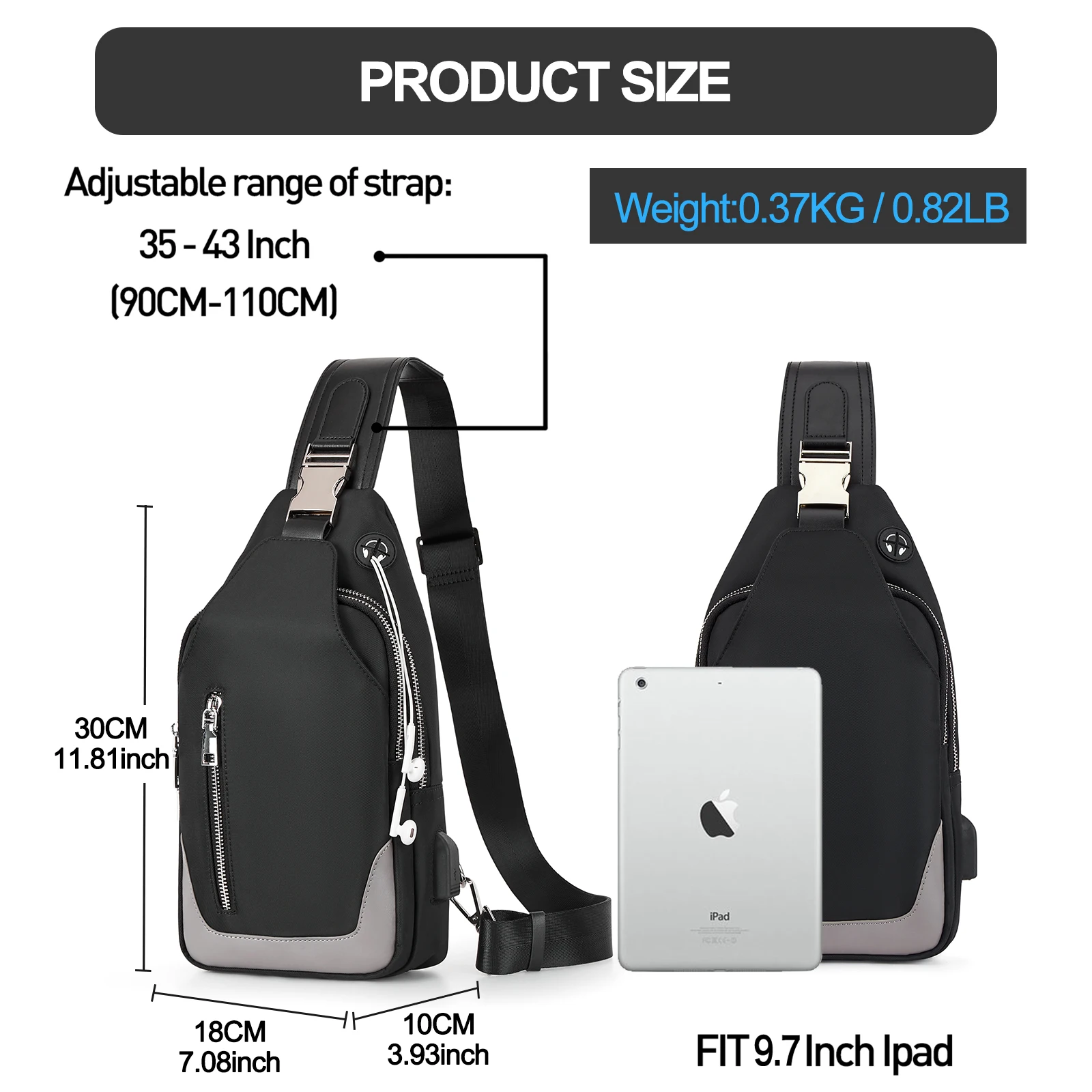Multi Pocket Functional Chest Bag, Sports Fitness Business Sling Bag,Travel Men's Shoulder Bags & Backpack, Nylon Crossbody Bag