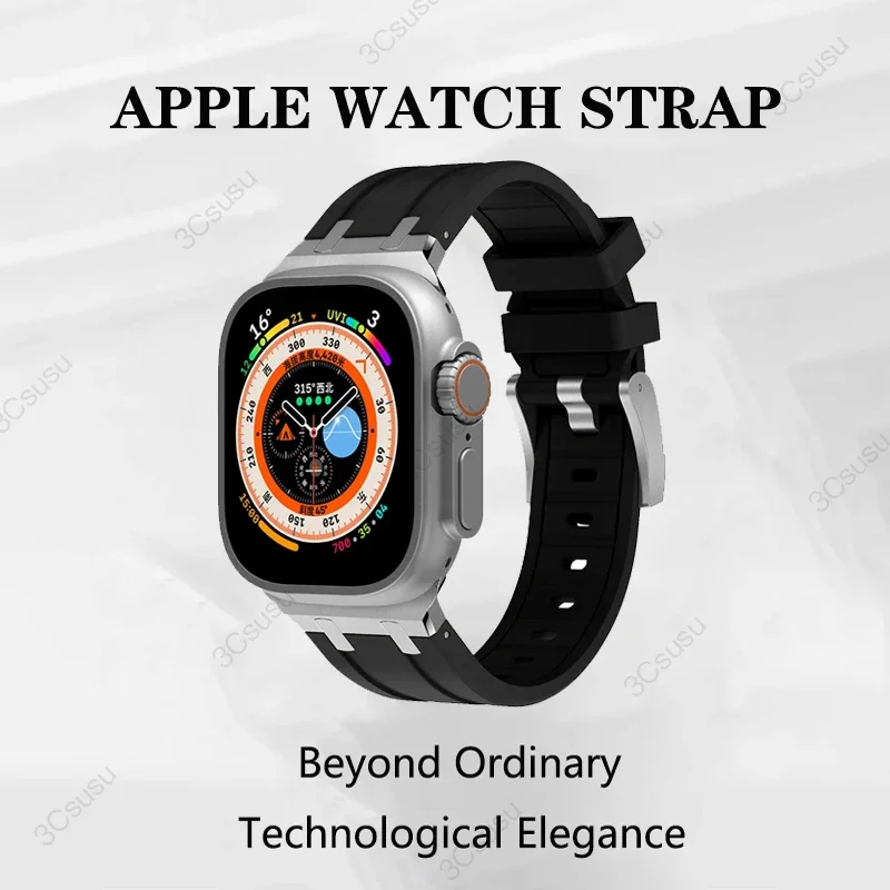 Titanium Tone Silicone Band with Metal Head