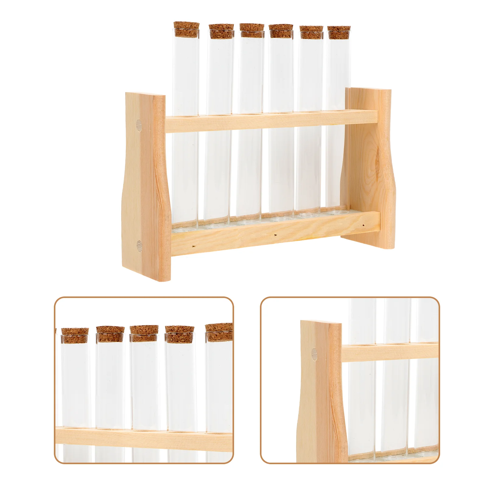 

1 Set Glass Test Tube Stand Wooden Test Tube Rack Wooden Test Tube Holder