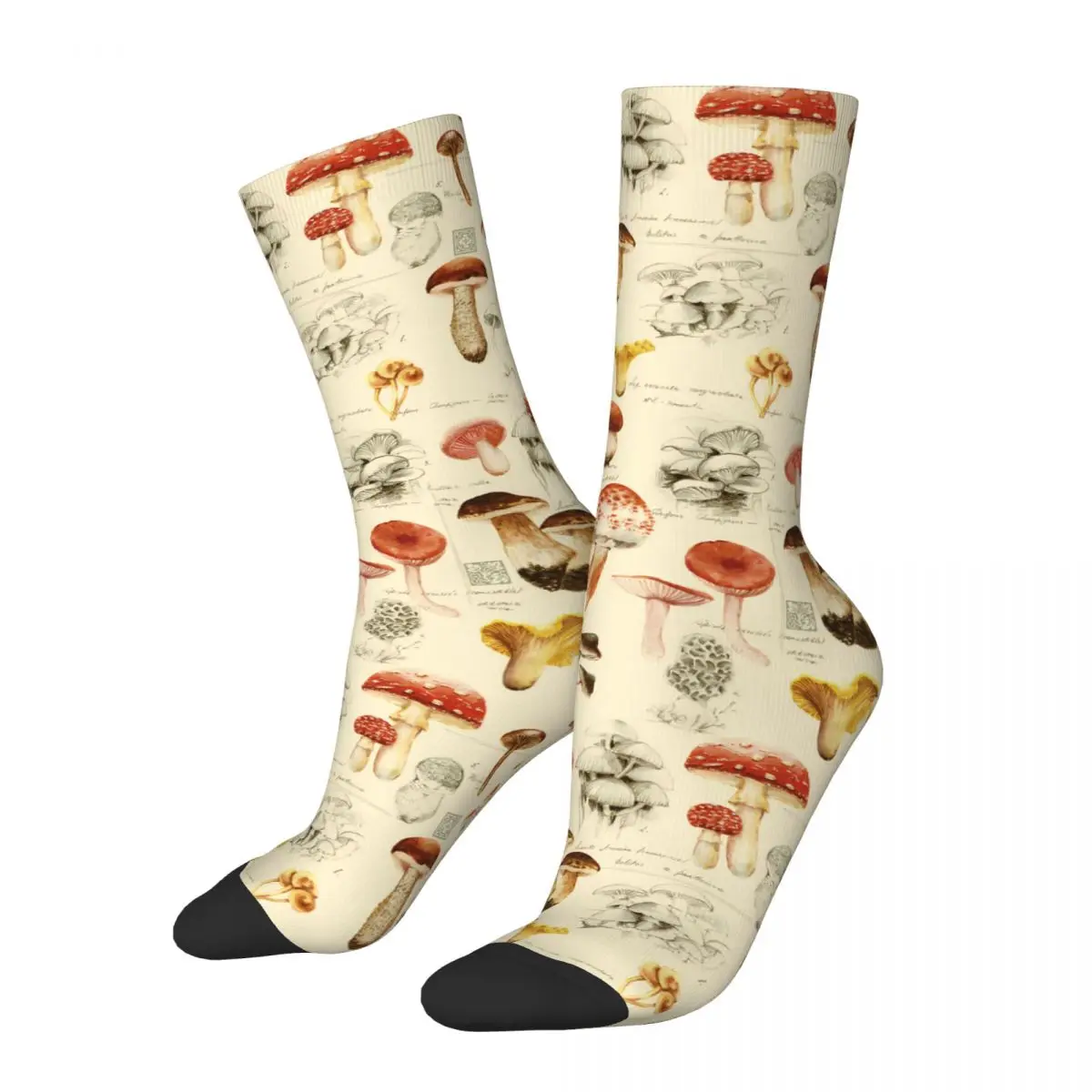 

Vintage Watercolor Mushrooms Men's Socks Mushroom Unisex Hip Hop Seamless Printed Crazy Crew Sock Gift